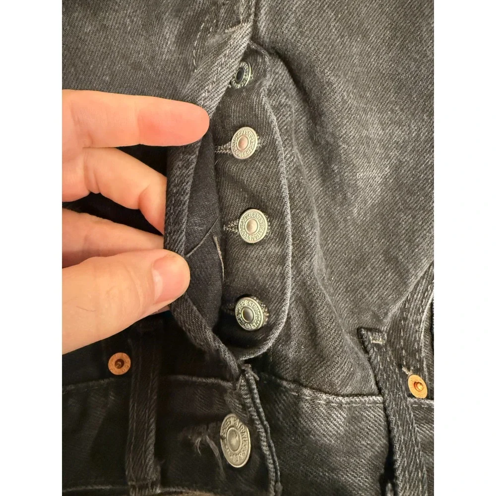 Levi's 501 Straight Jeans Men's 32x32 Black‎ Denim Cotton Dark Wash 5 Pocket